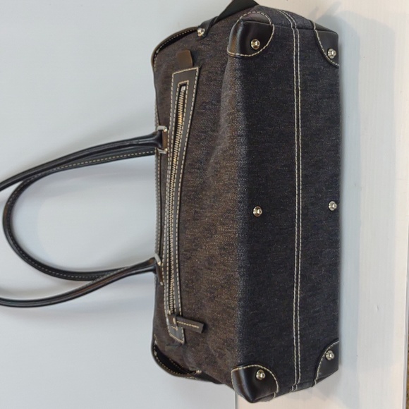 Dooney & Bourke HP65C SZ Black Melange Cotton Denim Signature Dbl Pocket Purse - Picture 7 of 14